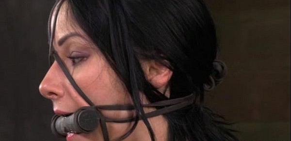  Mouth gagged skank handles nipple clamps